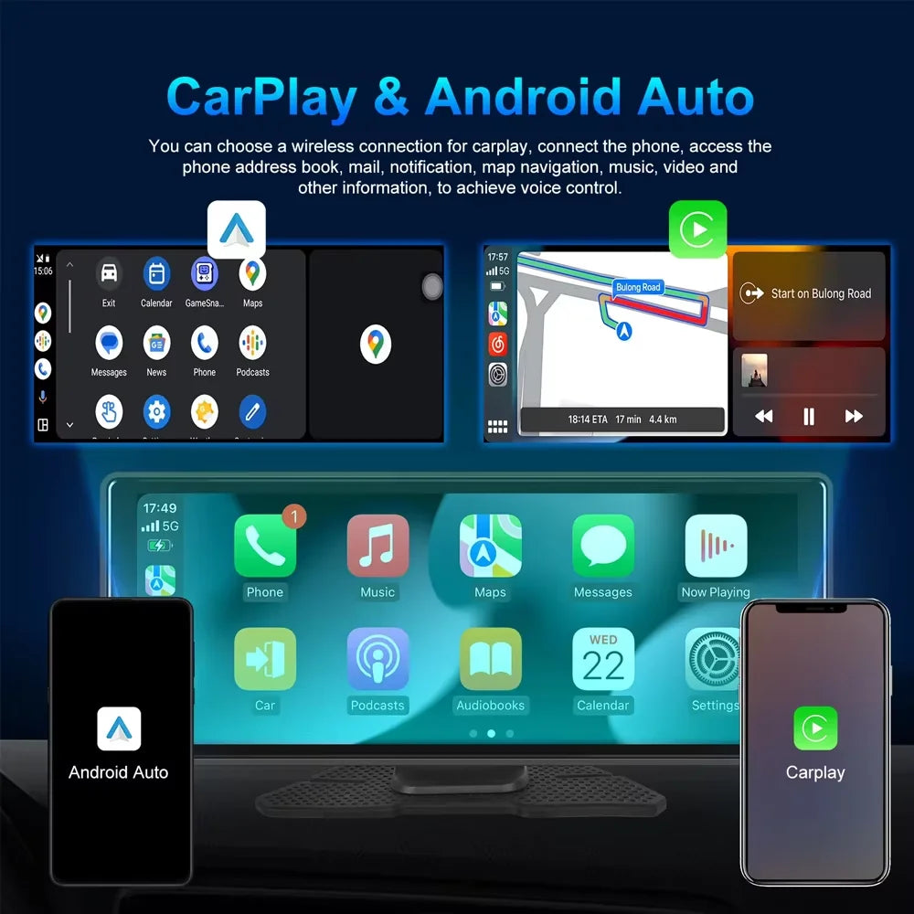 Backup Camera IPS HD Display Portable Car Stereo CarPlay