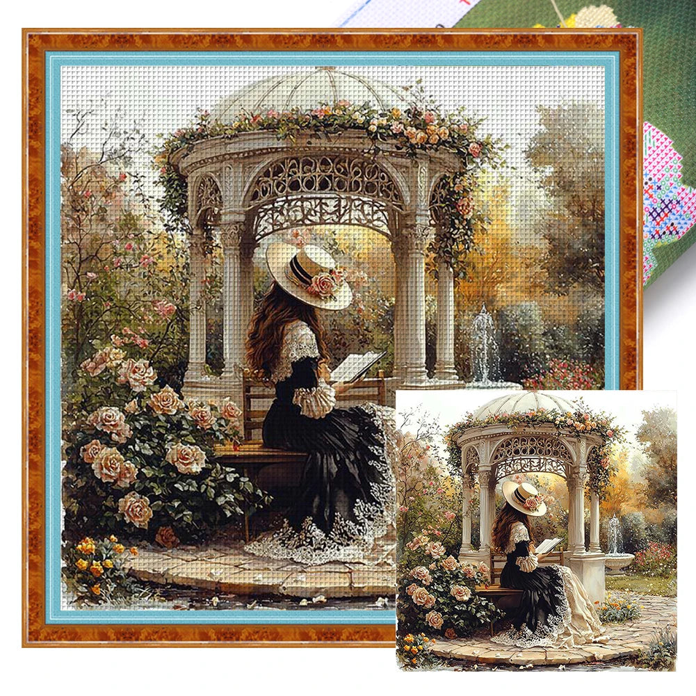 Full Embroidery Cotton 11CT Girl Cross Stitch 50x50 Cm