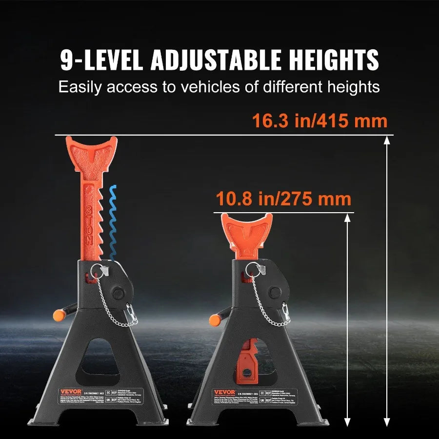 3 Ton Jack Stands Double Locking Adjustable 10.8 16.3 In