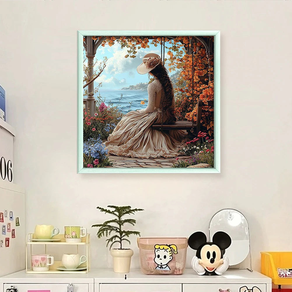 Full Embroidery Cotton 11CT Girl Cross Stitch 50x50 Cm