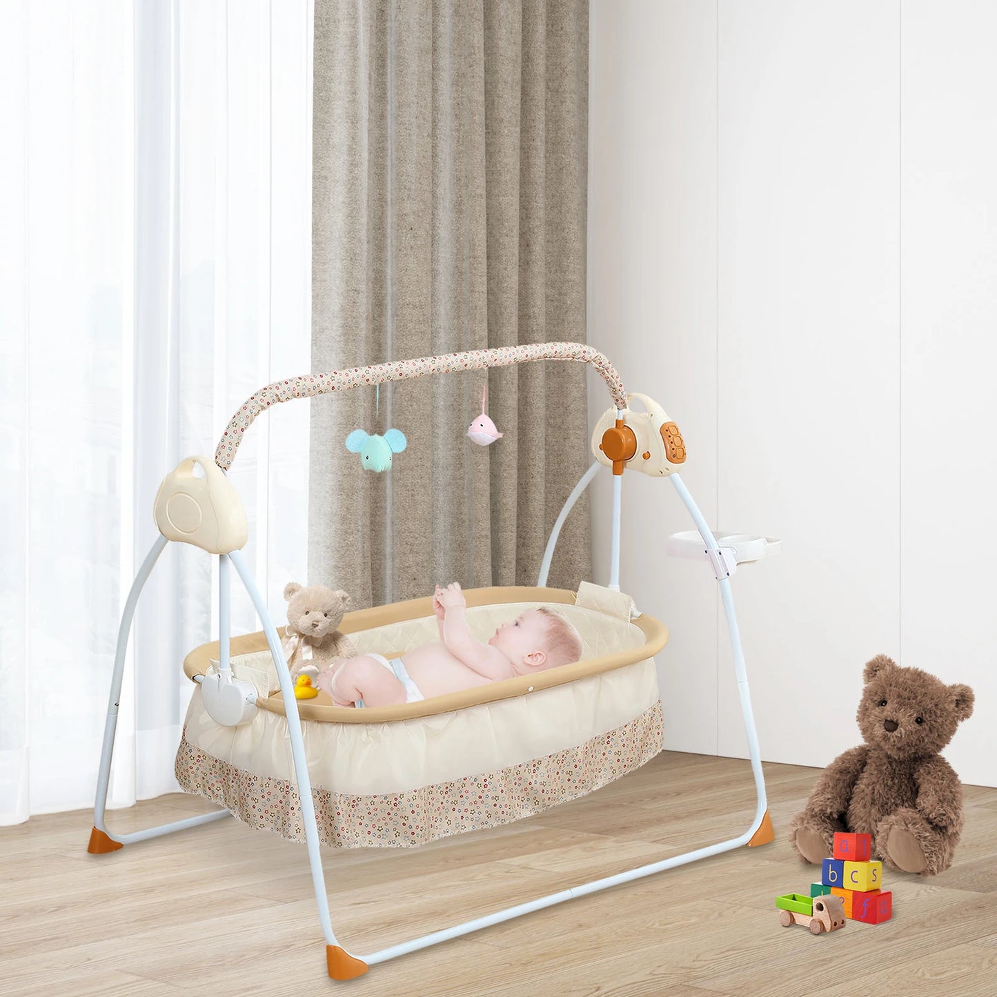 Foldable Electric Baby Cradle with Music Mosquito Net Swing