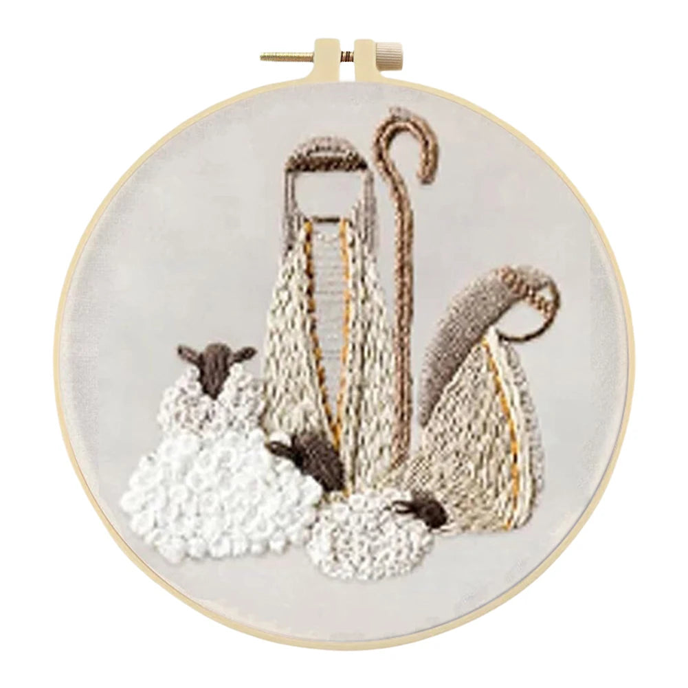 Nativity Cross Stitch Embroidery Kit with Cloth and Thread