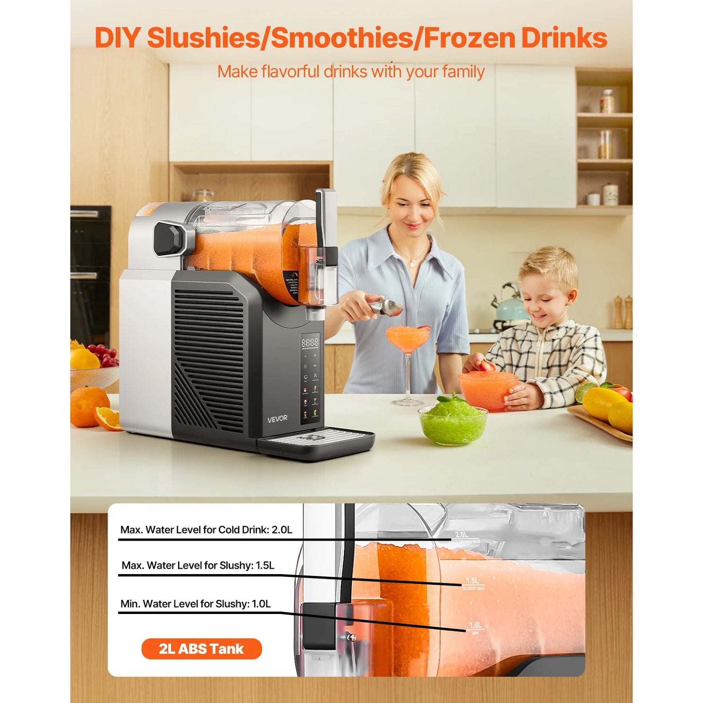 2L Slushie Machine Self Cleaning Margarita Frozen Drinks