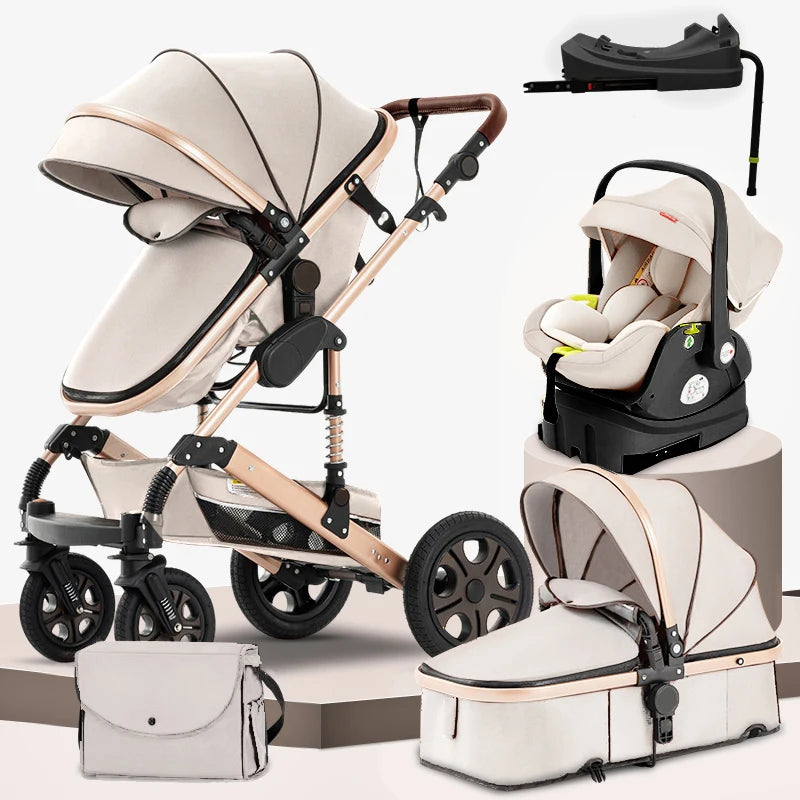 3 in 1 Baby Stroller Travel System with Isofix Base and Foldable