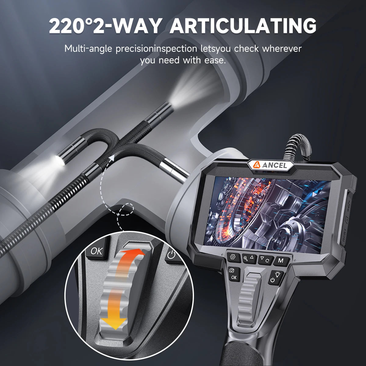 ANCEL AN301 Endoscope Camera 6.2mm IP67 HD1080P Borescope