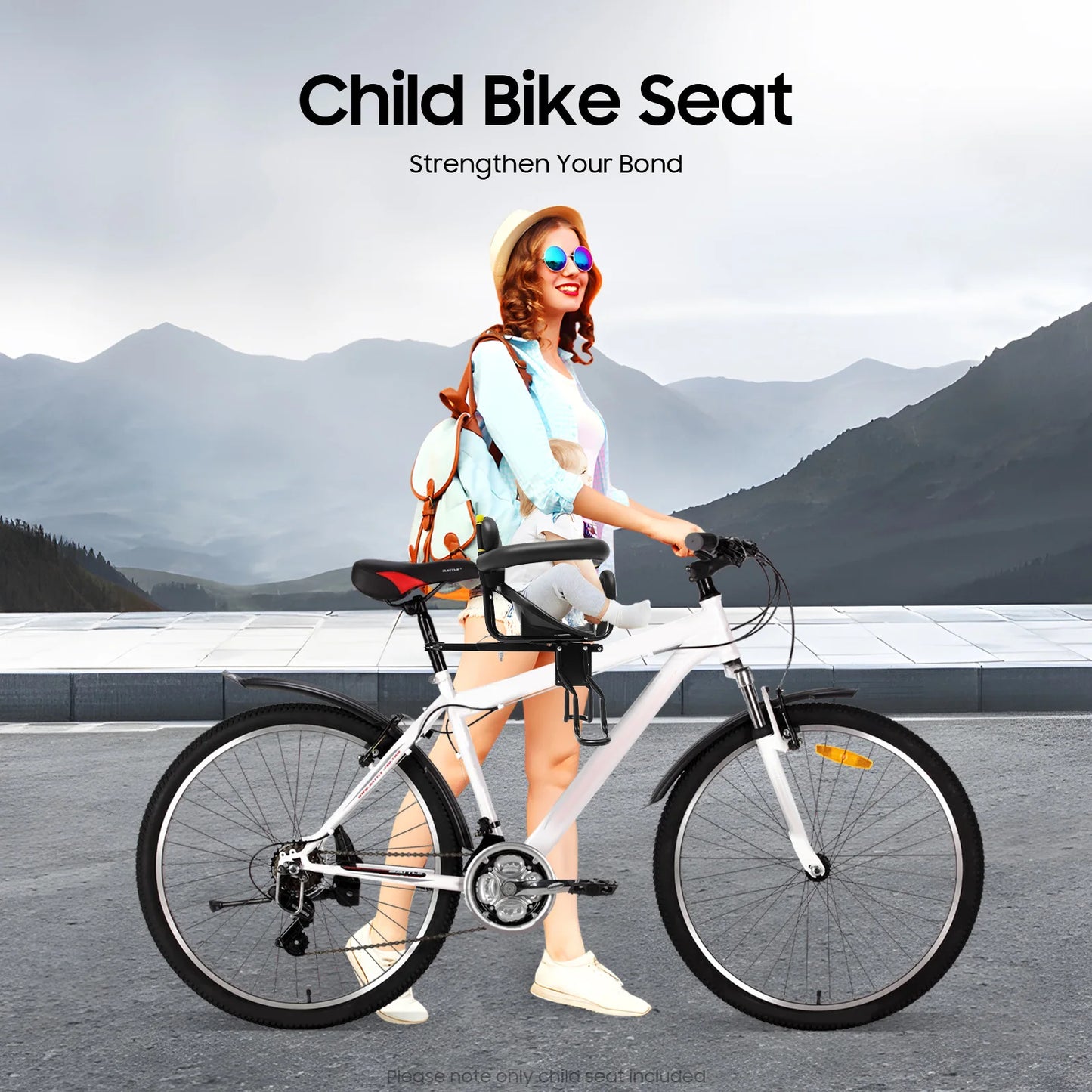 Black Child Bike Seat for Mountain Bikes Adjustable Safety Seat