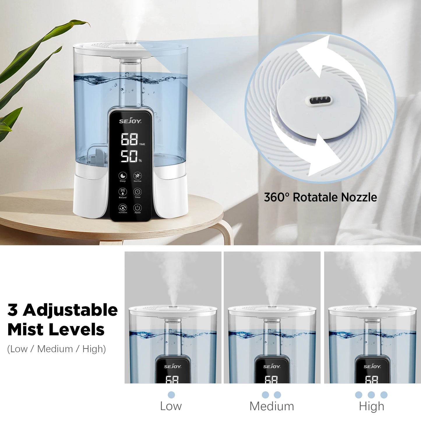SEJOY 6L Air Humidifier Aroma Diffuser with Remote Control