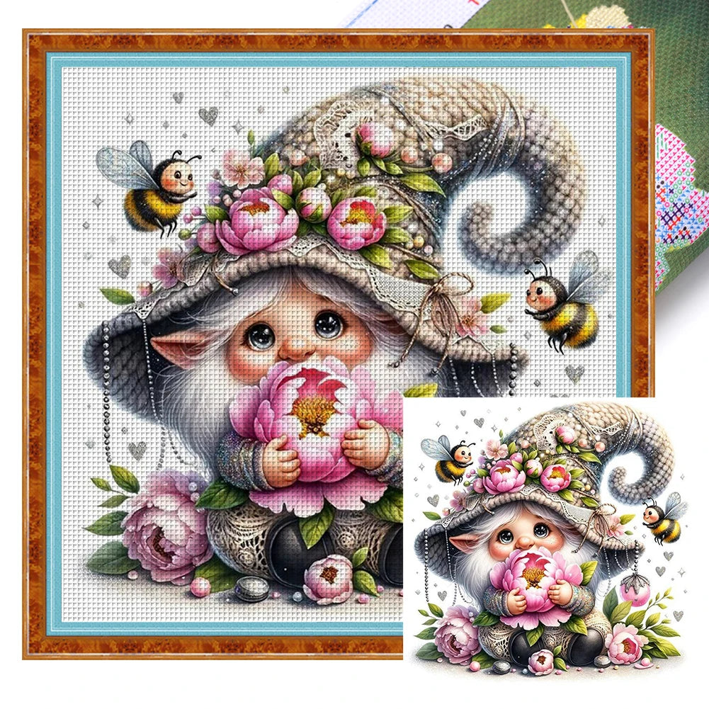 Embroidery Eco Cotton 11CT Printed Gnome Cross Stitch Kit