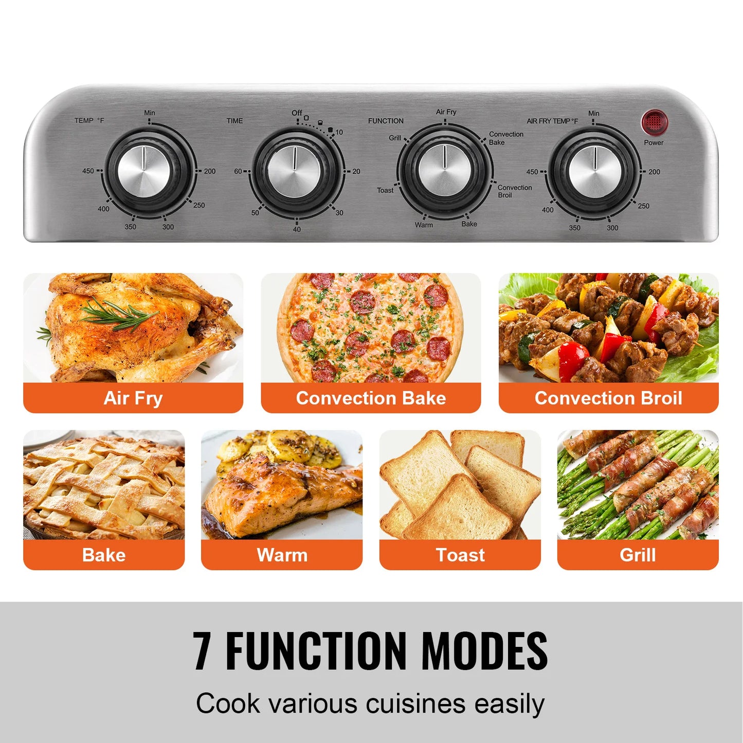 SucceBuy 18L 1700W Air Fryer Toaster Oven Stainless Steel