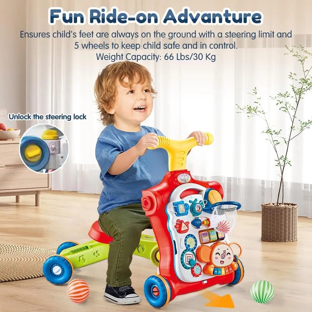 VATOS 5 in 1 Baby Walker Sit to Stand Learning Scooter Toys