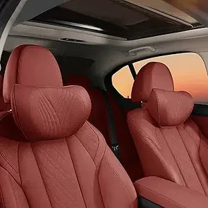 Palomino Brown Leather Car Neck Pillow Memory Foam Headrest