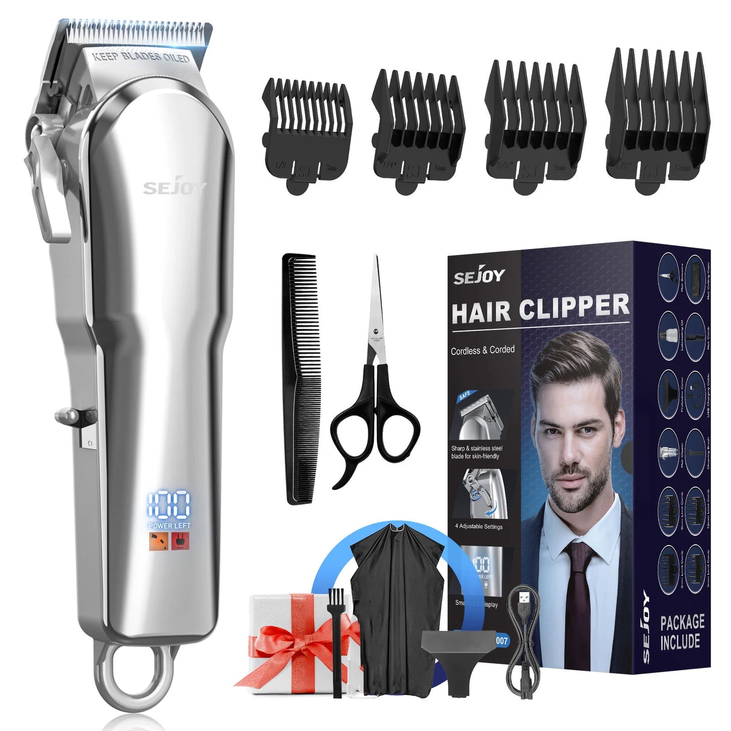 Sejoy Mens Hair Trimmer Multifunction Grooming Kit Pro