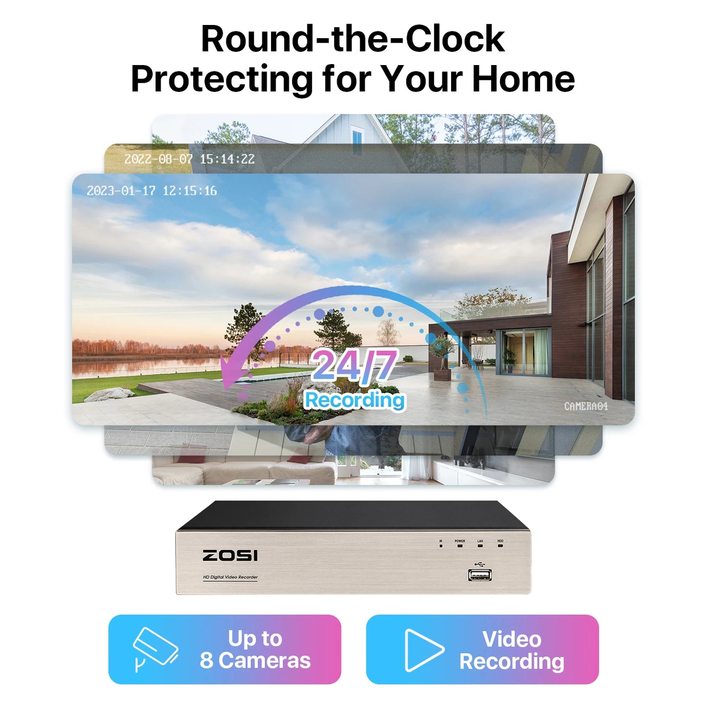 ZOSI 3K Lite Security 2MP 1080P Vehicle Detection 8CH DVR