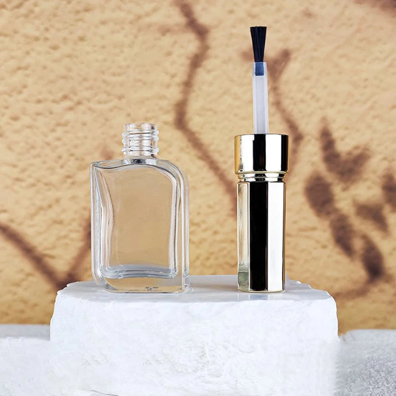 15ml Nail Polish Bottle Empty With Brush Gold Silver Lid