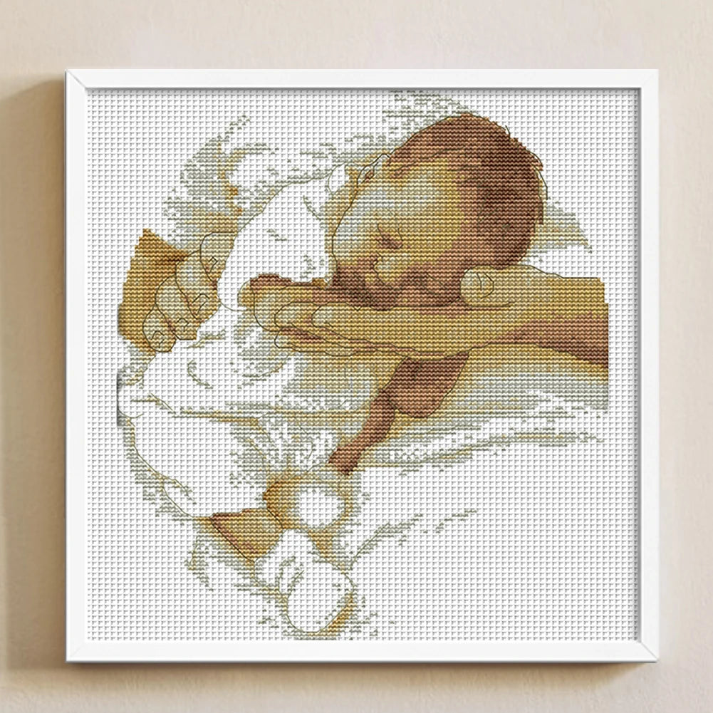 Partial Embroidery Eco Cotton 14CT Figure Cross Stitch Kit
