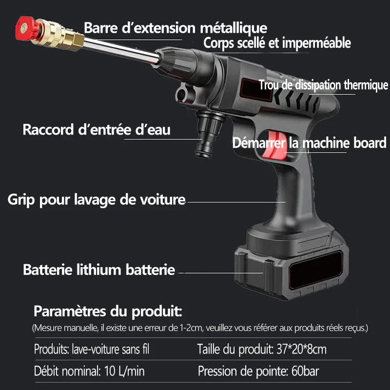 Wireless High Pressure Car Washer 30000mAh LiIon Battery