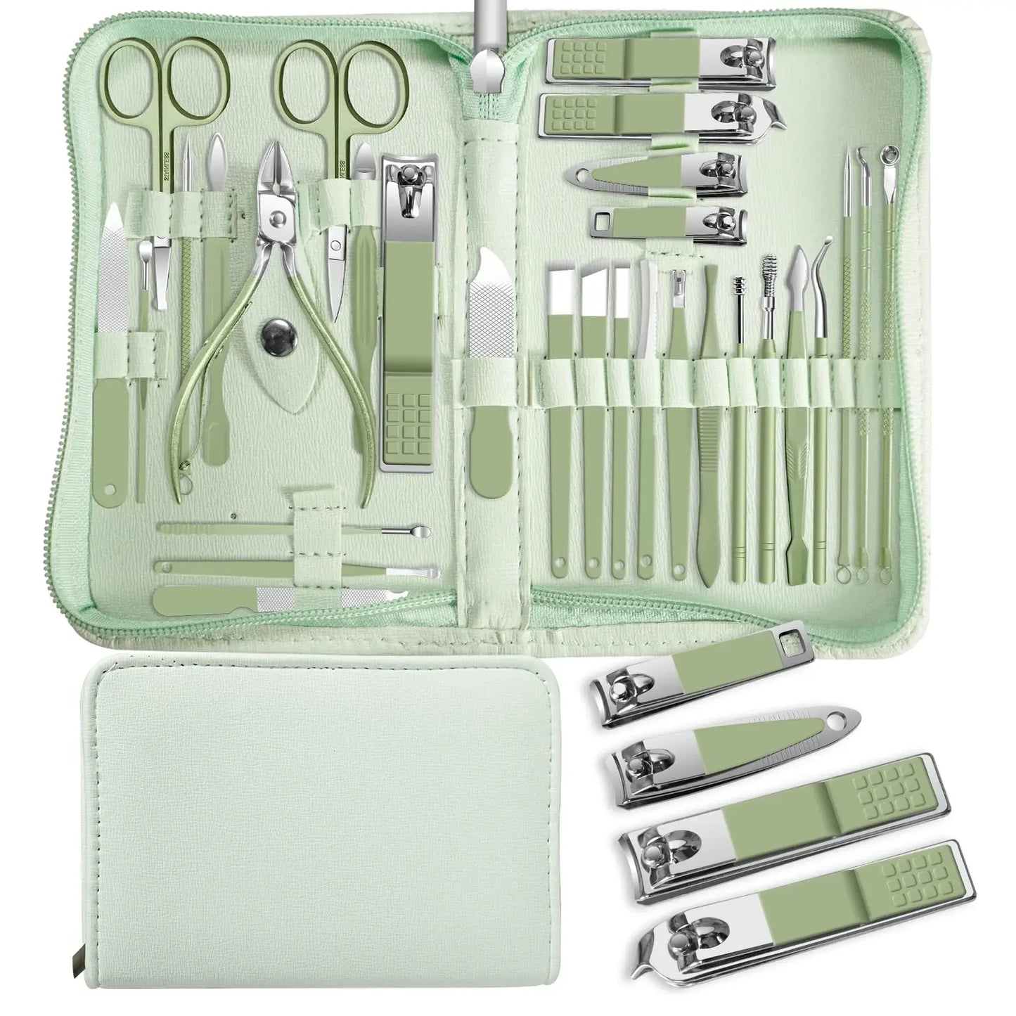 Purple Manicure Set Travel Kit Pink Case Stainless Steel