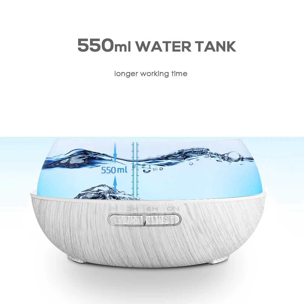 Ultra Quiet 550ml Aroma Diffuser with 7 Color LED Light