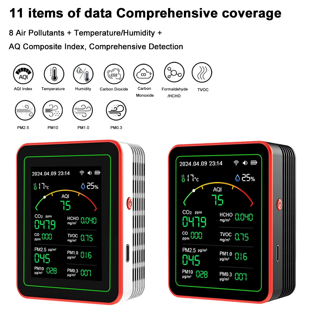 WiFi 15 In 1 Indoor Air Quality Monitor With CO2 TVOC HCHO