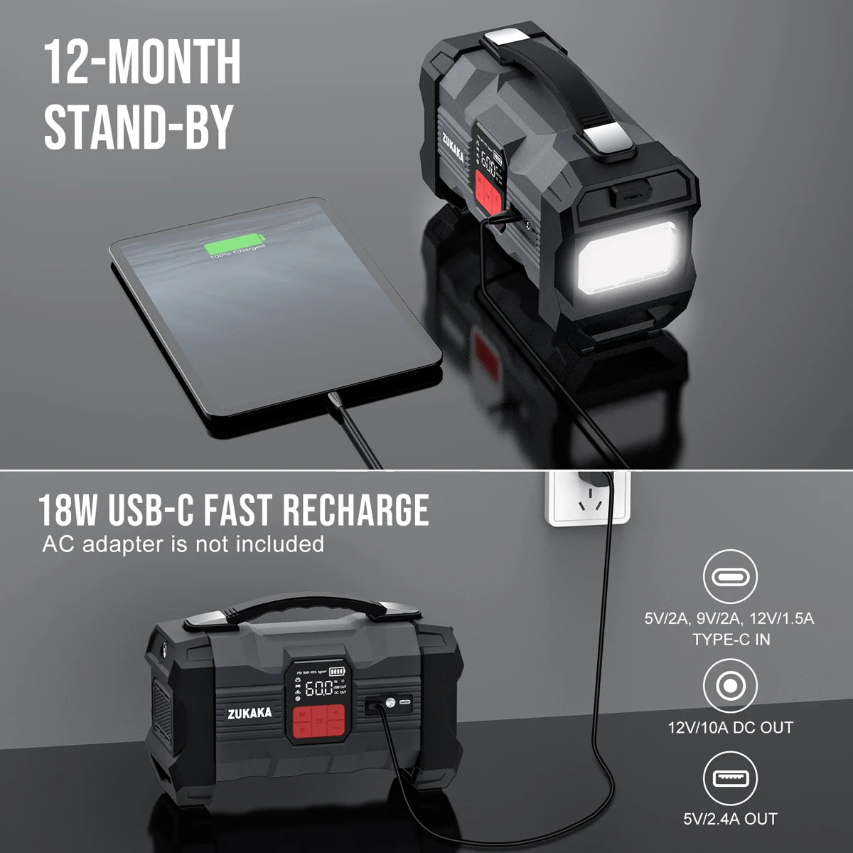 Car Jump Starter With 150 Psi Air Compressor 26800mAh 4000A