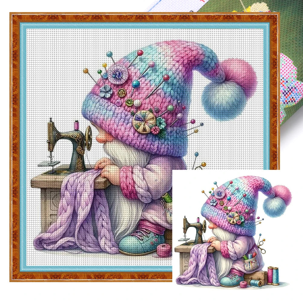 Embroidery Eco Cotton 11CT Printed Gnome Cross Stitch Kit