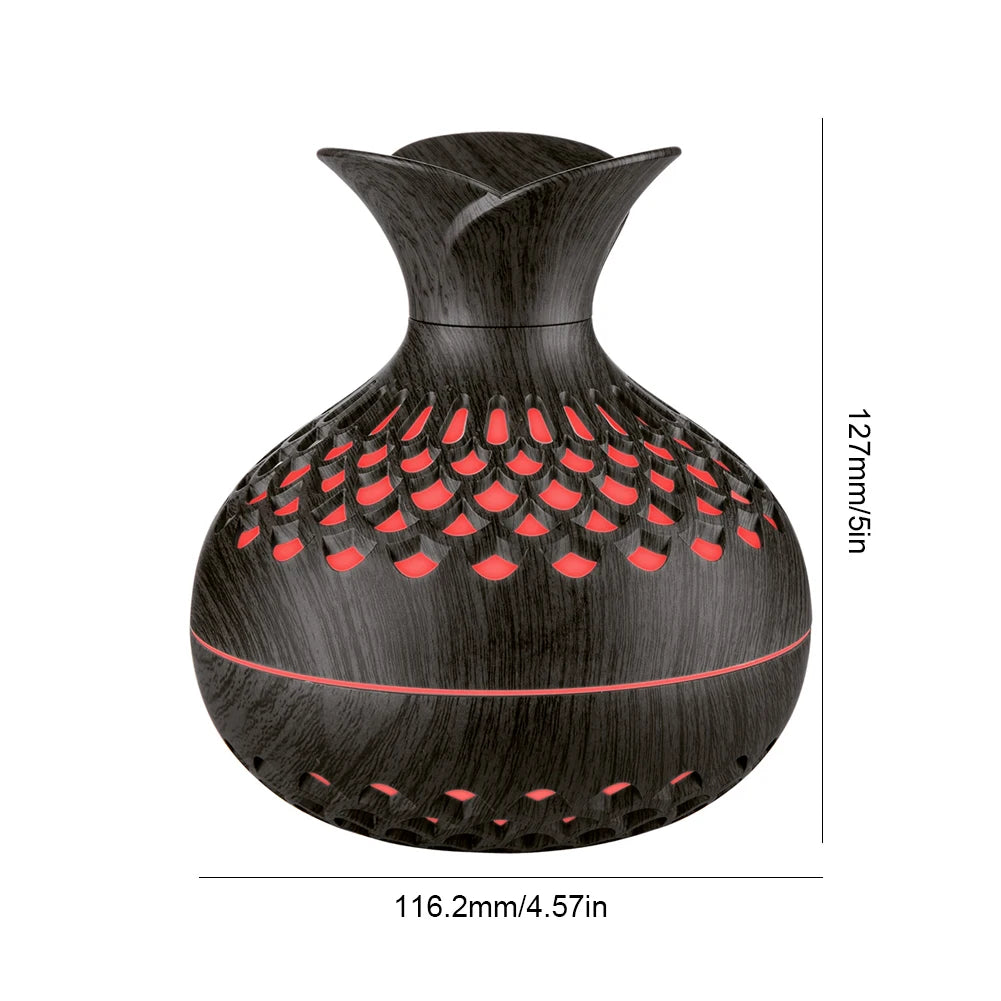 300ML Wood Grain Humidifier with Colorful Night Light USB