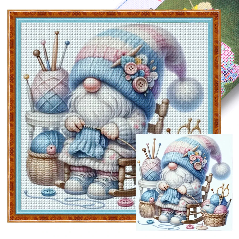Embroidery Eco Cotton 11CT Printed Gnome Cross Stitch Kit