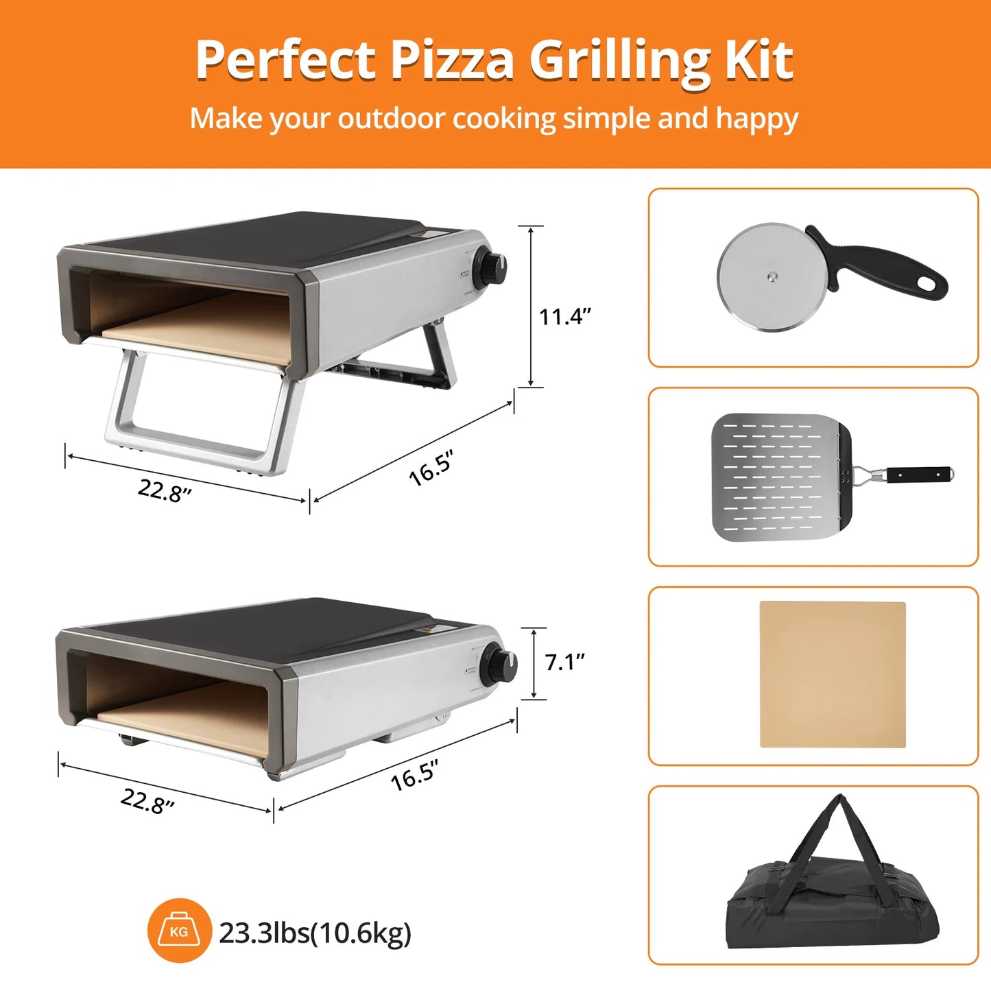 Outdoor Pizza Oven Propane 12 Inch Portable Backyard