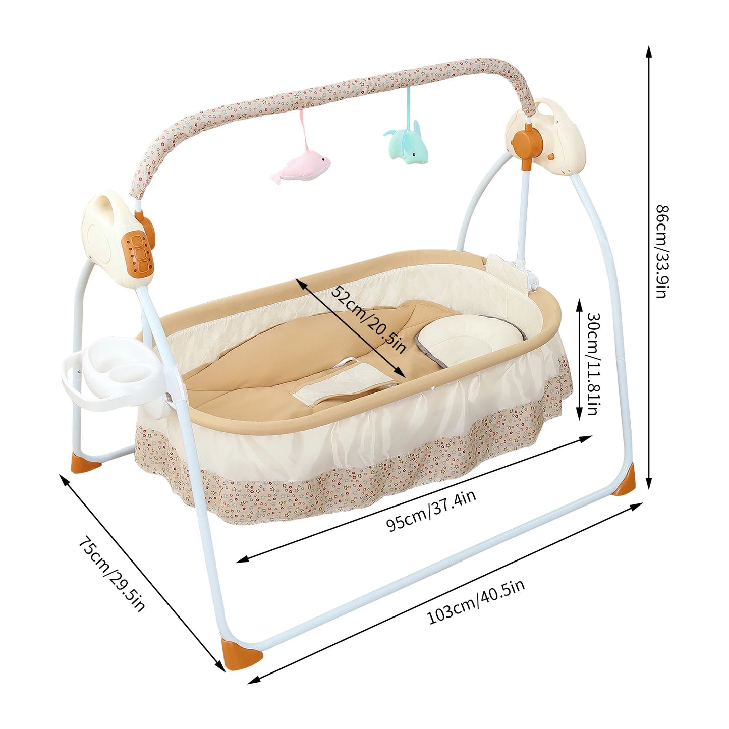 Foldable Electric Baby Cradle with Music Mosquito Net Swing