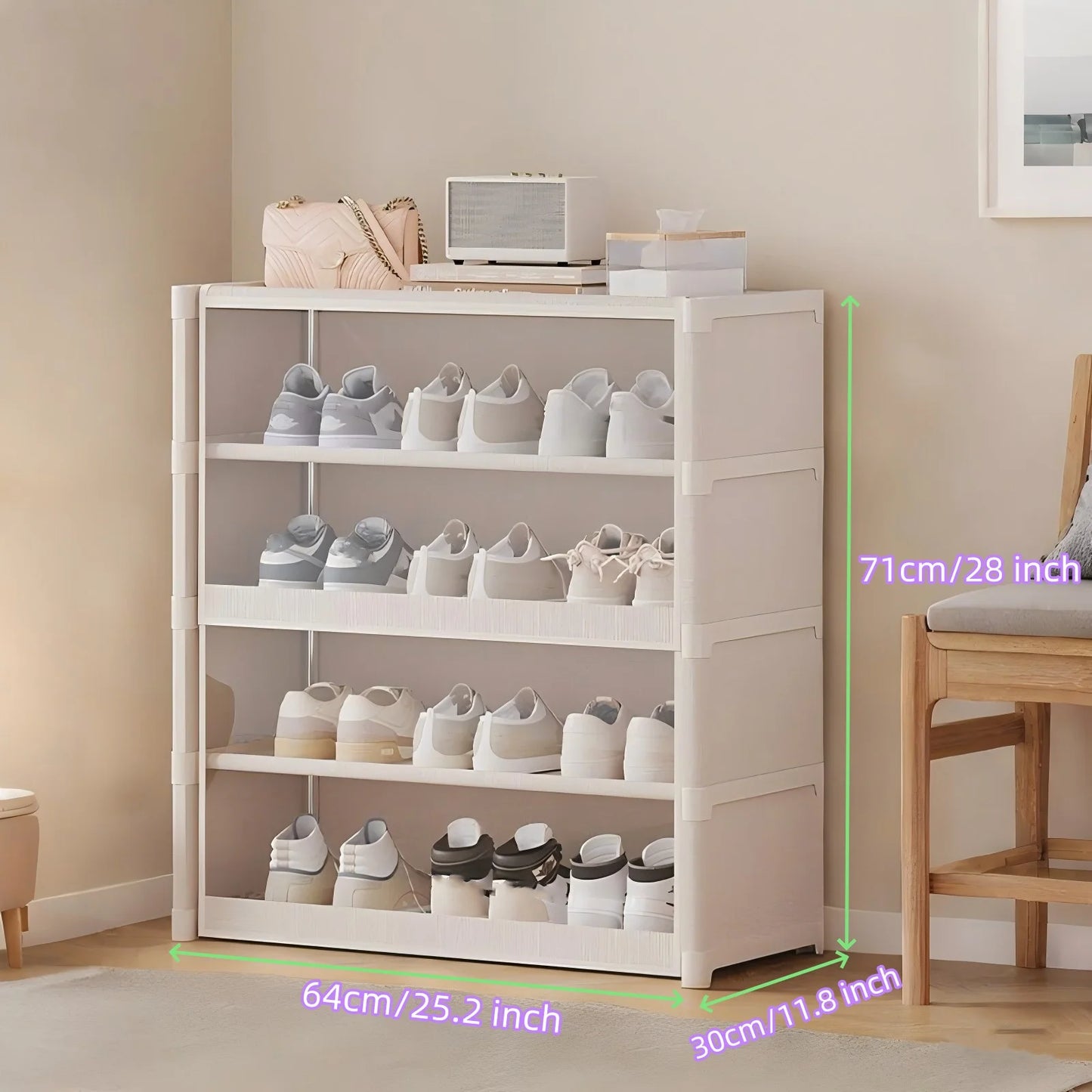 Display Cabinet Shoe Rack Handbag Organizer Clear Door