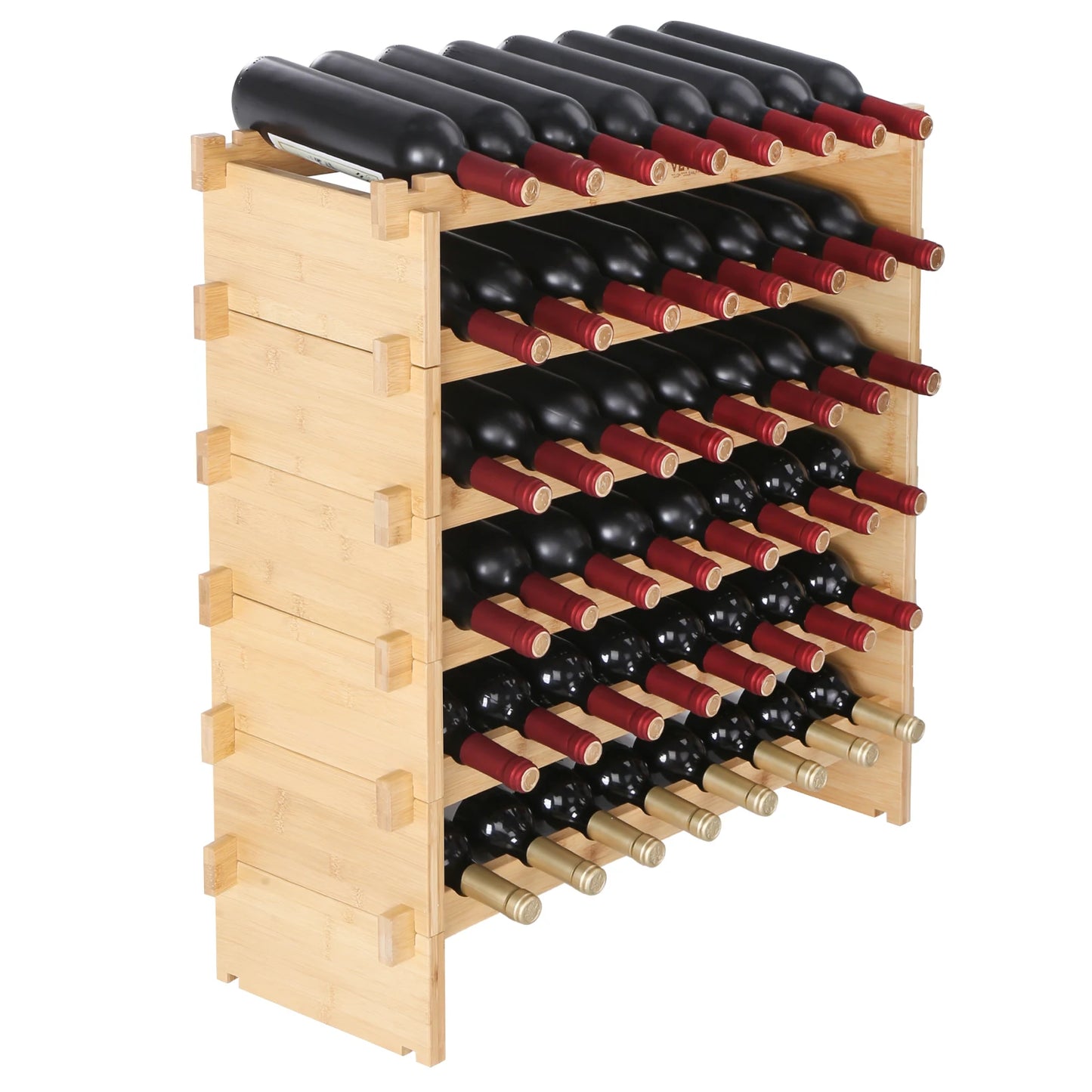 Bamboo 8 Tier Stackable Wine Rack 48 72 Bottles Storage