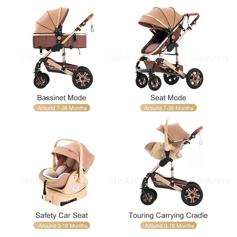 3 in 1 Baby Stroller Travel System with Isofix Base and Foldable