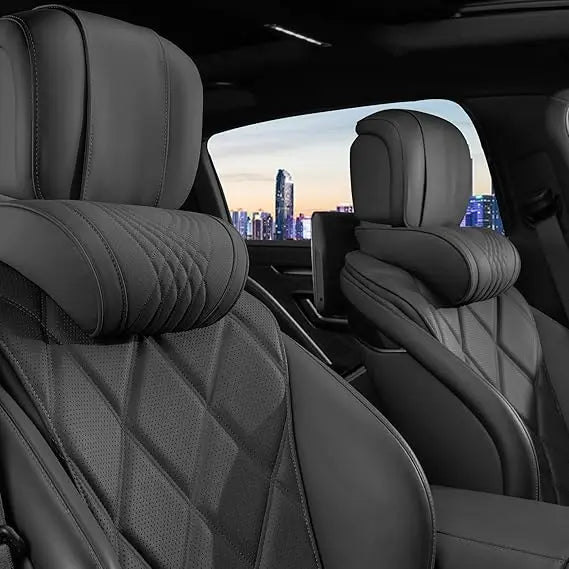 Car Neck Pillow With Nappa Leather Cover And Memory Foam