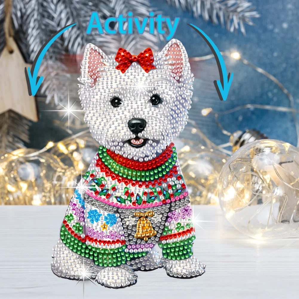 Xmas Acrylic Shaking Head Doberman Pinscher Diamond Painting Desktop Art Kit Tabletop Decoration