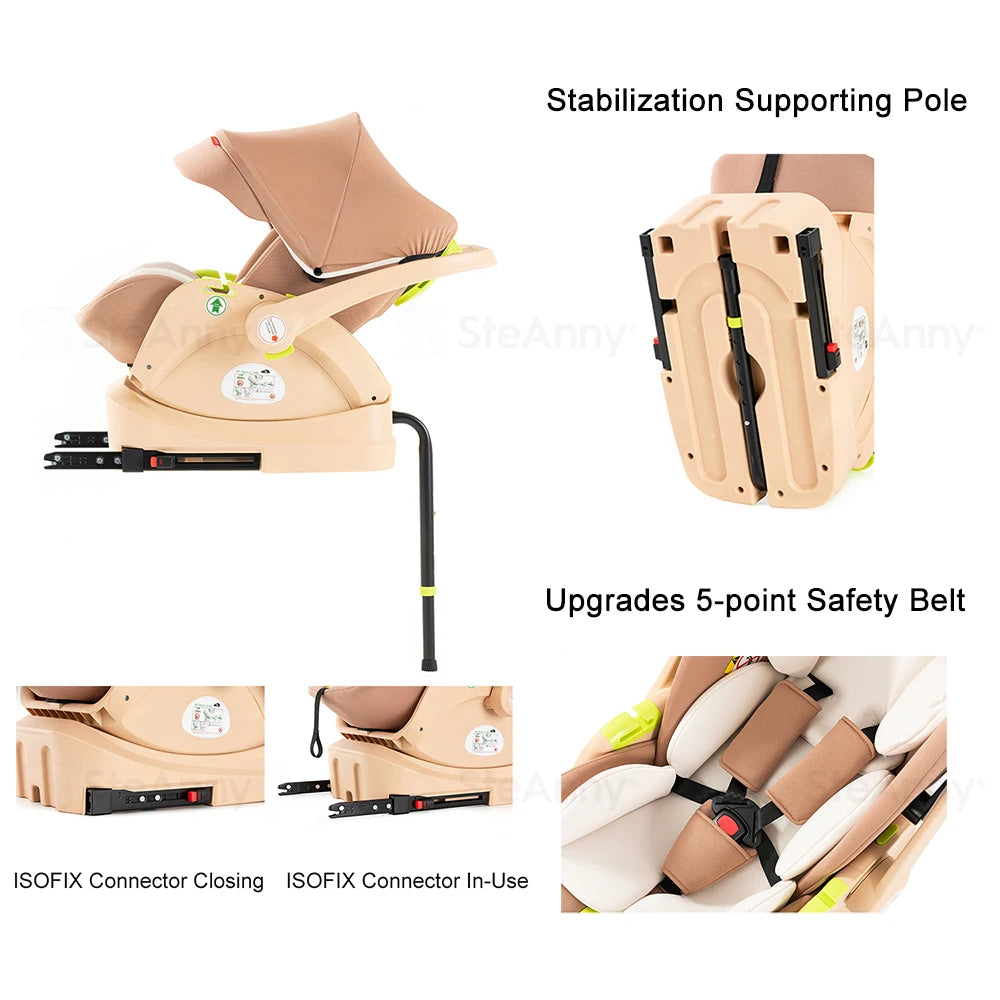 3 in 1 Baby Stroller Travel System with Isofix Base and Foldable