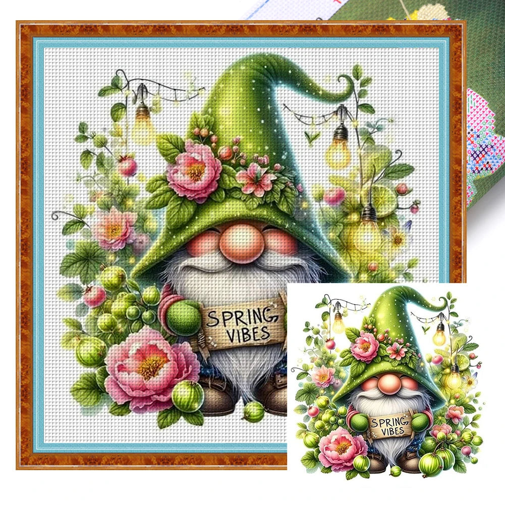 Embroidery Eco Cotton 11CT Printed Gnome Cross Stitch Kit