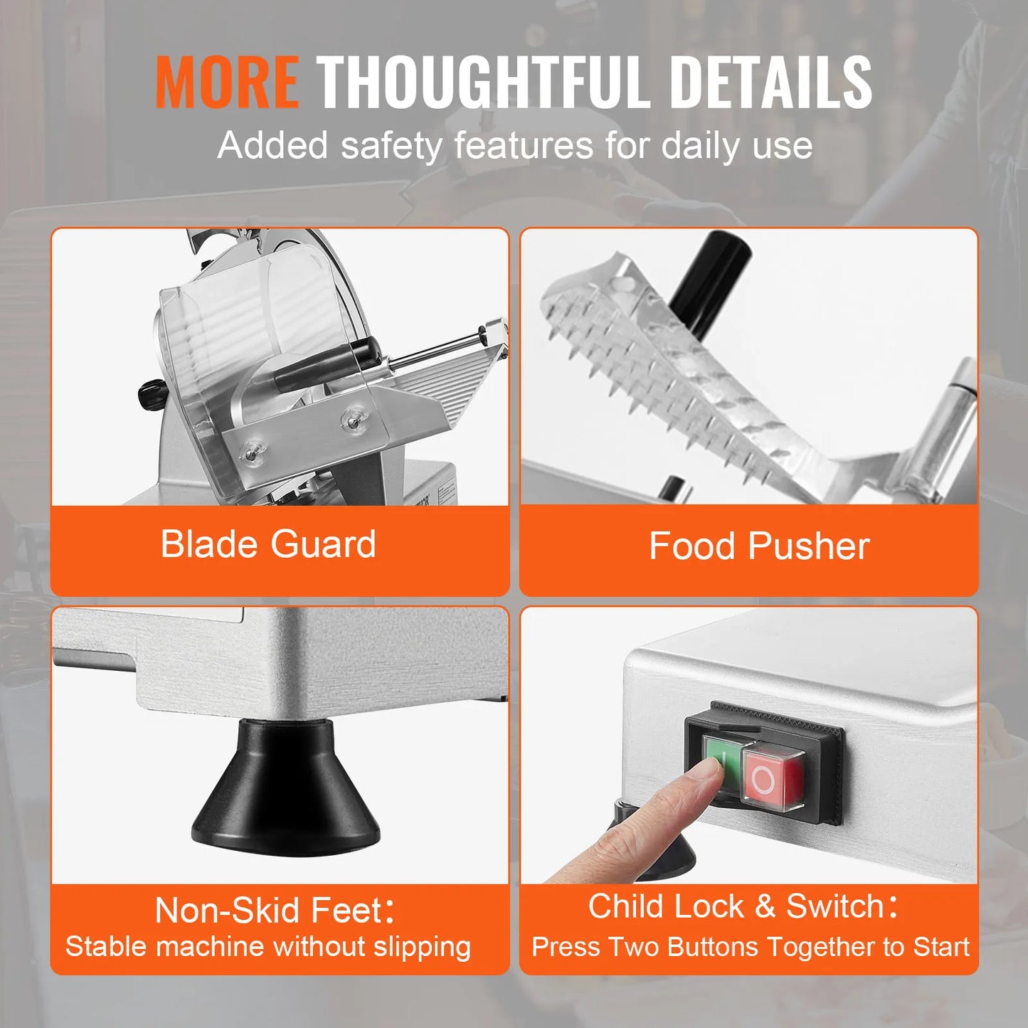 VEVOR 340W Meat Slicer With SUS420 Stainless Steel For Home