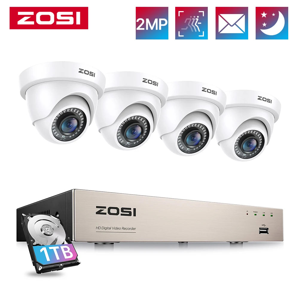 ZOSI 8CH 1080P CCTV System With AI Detection 5MP Lite DVR