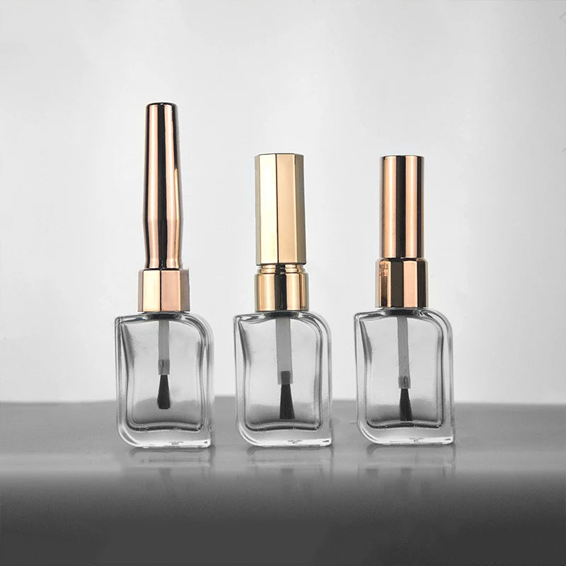 15ml Nail Polish Bottle Empty With Brush Gold Silver Lid