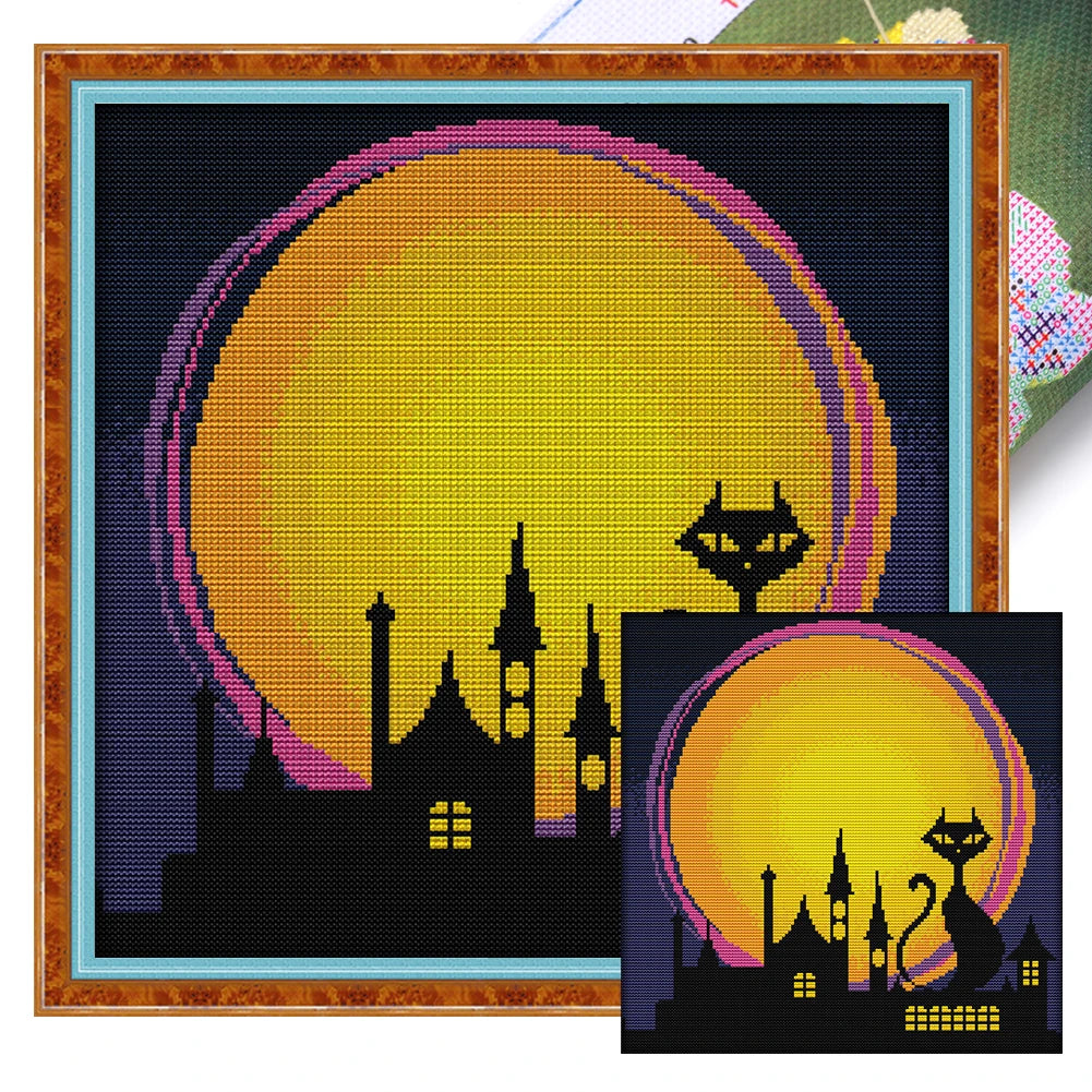 Full Embroidery Halloween Cross Stitch Kit 14CT Eco Cotton
