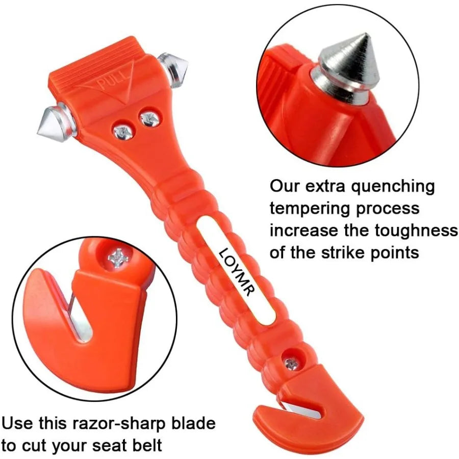 4 Pack Car Safety Hammer 2 In 1 Window Breaker Belt Cutter