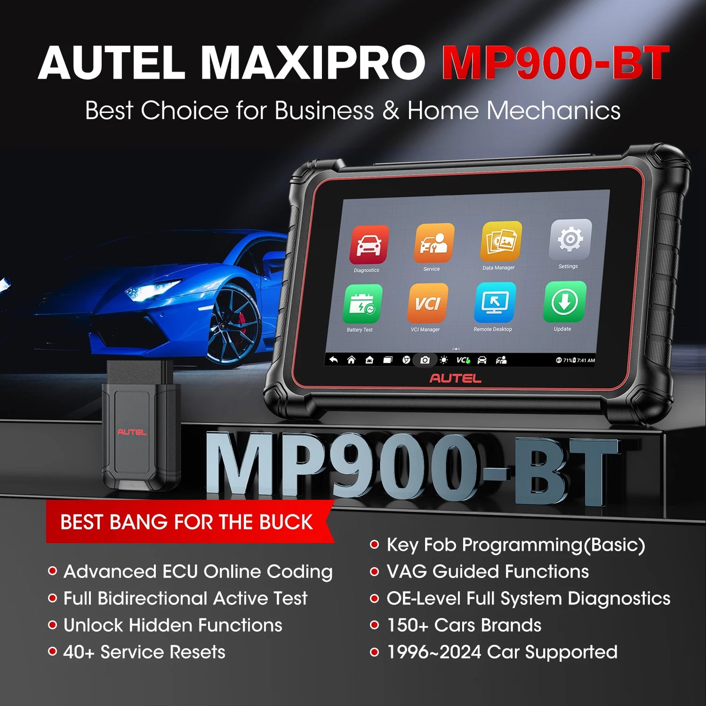 Autel MaxiPRO MP900 BT OBD2 Scanner Bidirectional Coding