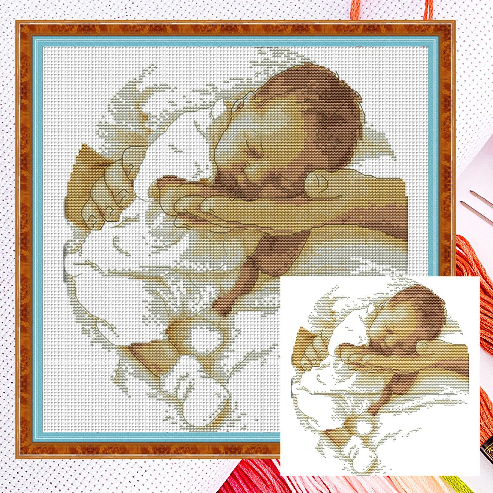 Partial Embroidery Eco Cotton 14CT Figure Cross Stitch Kit