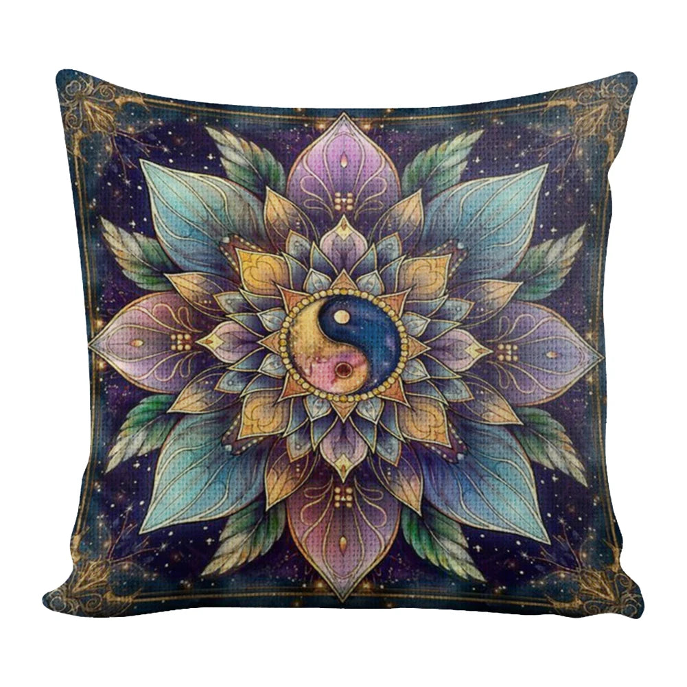 Cotton Yin Yang Flower Cushion Cross Stitch Kit 45x45cm