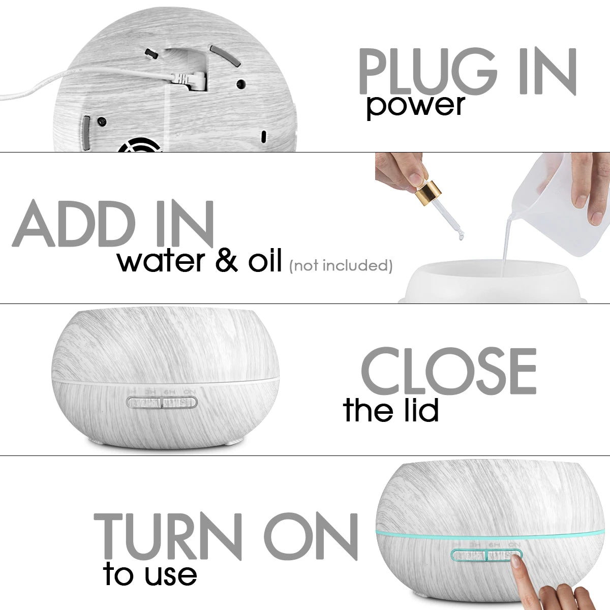 Ultra Quiet 550ml Aroma Diffuser with 7 Color LED Light