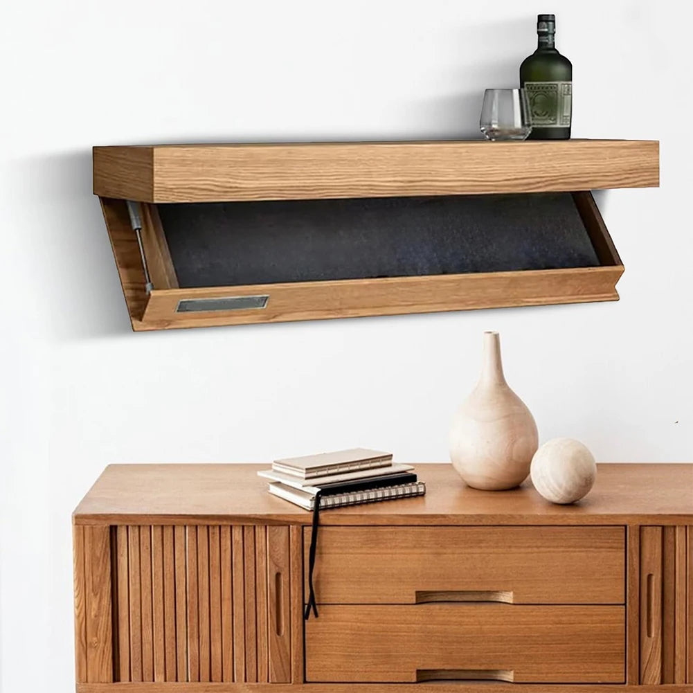 Wooden Concealed Floating Shelf With Secret Compartment