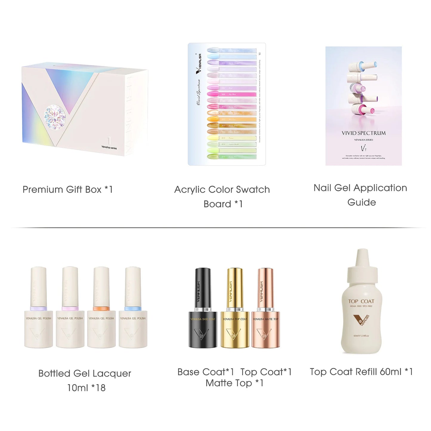 Venalisa 18 Colors Gel Nail Polish Set 10ml HEMA Free Vegan
