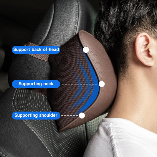 Memory Foam Car Neck Pillow With Adjustable Strap Removable