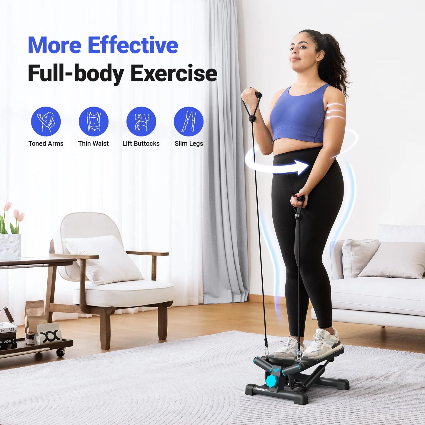 Merach Mini Stepper 330lbs With Resistance Band For Fitness