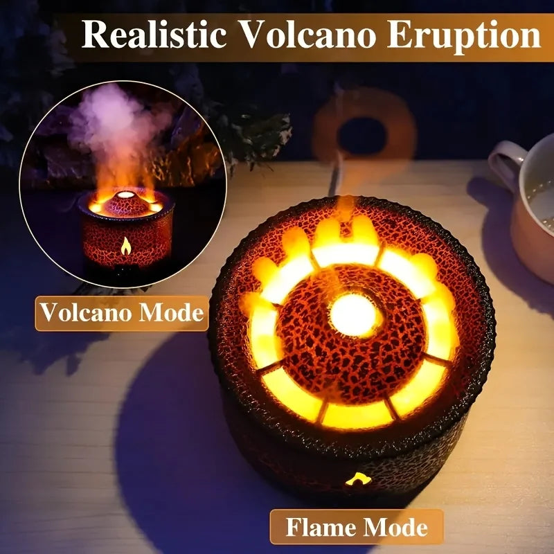 2025 Volcano Essential Oil Diffuser Black with Flame Humidifier
